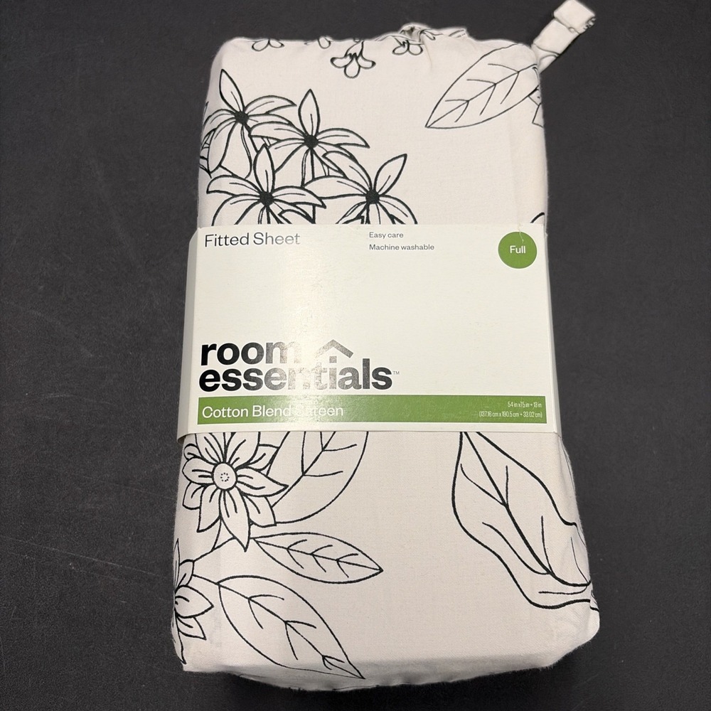 Full Easy Care Cotton Blend Sateen Sheet Set Gray Floral Room Essentials FULL